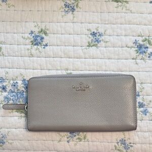 Kate Spade Pebbled Leather Wallet in Gray